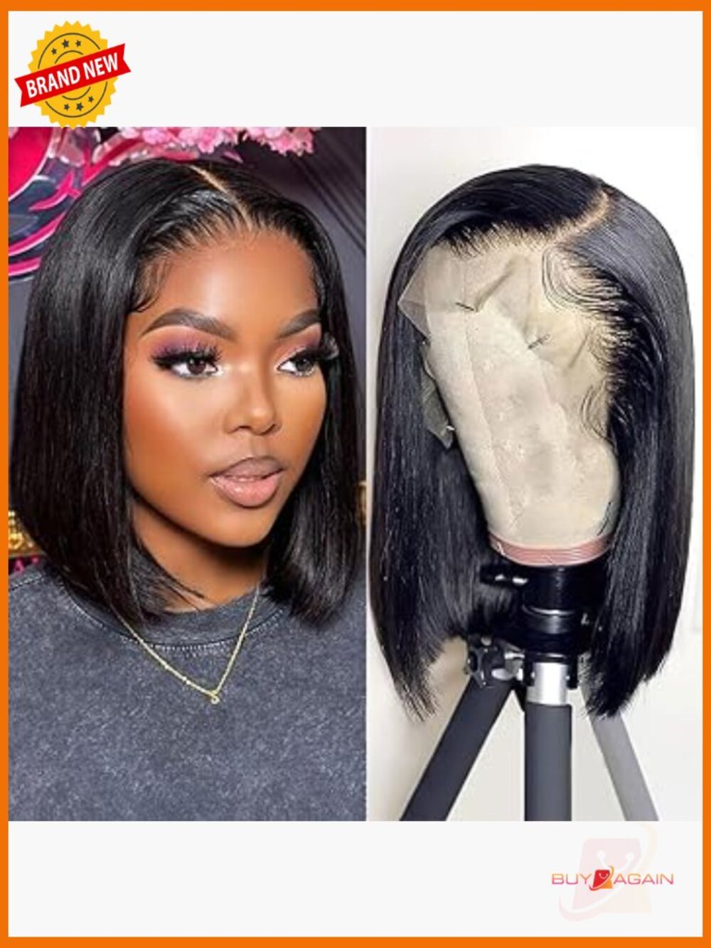 5x5 Hd Lace Front Bob Wig Human Hair Pre Plucked Straight 150% Density 14 Inch